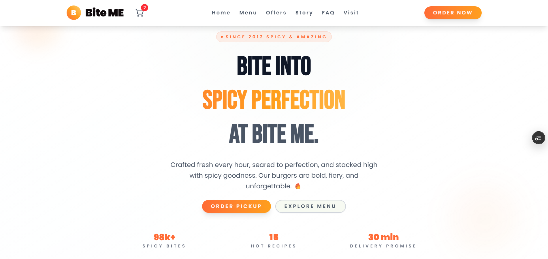 Bite Me Restaurant UI Project Preview