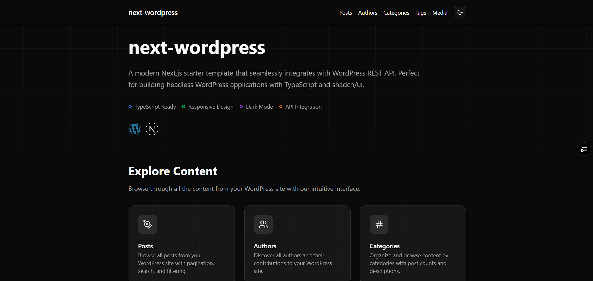 NEXT WordPress Starter Project Preview